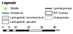 Geltungsbereich der zentralen Hochwasserdienstordnung Lahn - Legende